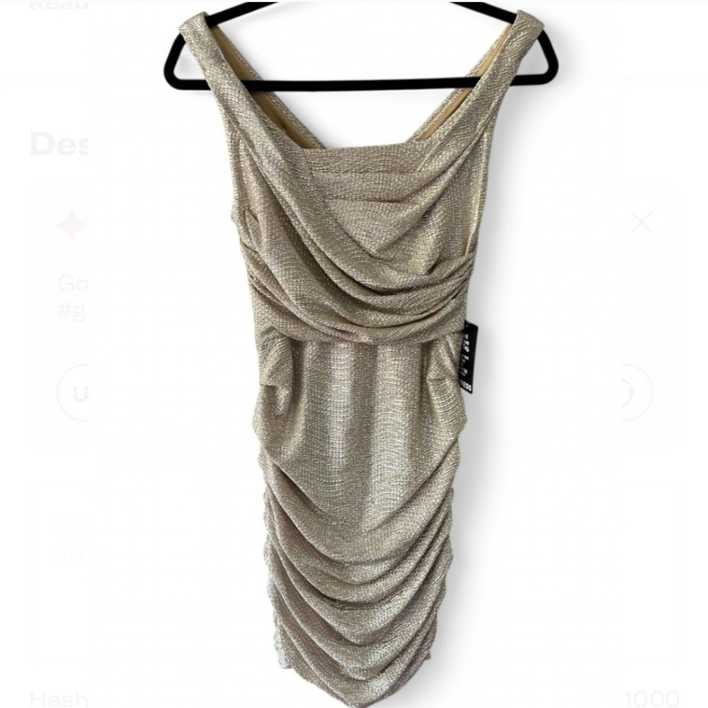 Express Gold Draped Mini Dress